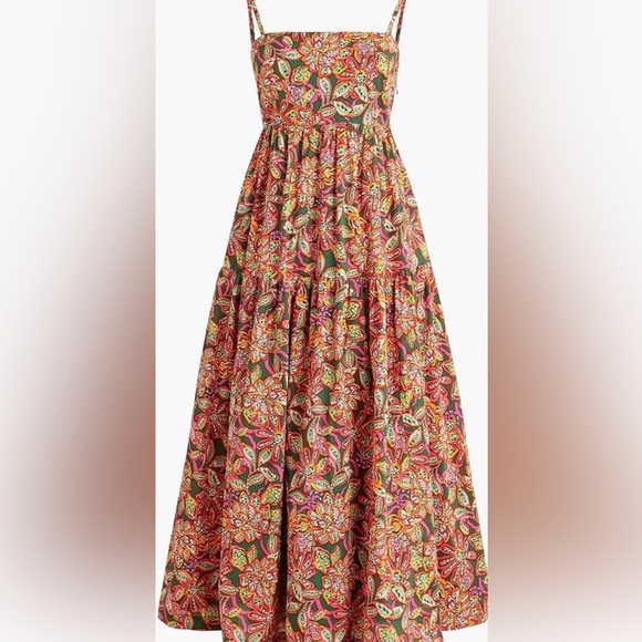 J. Crew Dresses & Skirts - NWOT J. Crew Reimagined Floral Tiered Midi Size 4 pockets vacation ready cotton